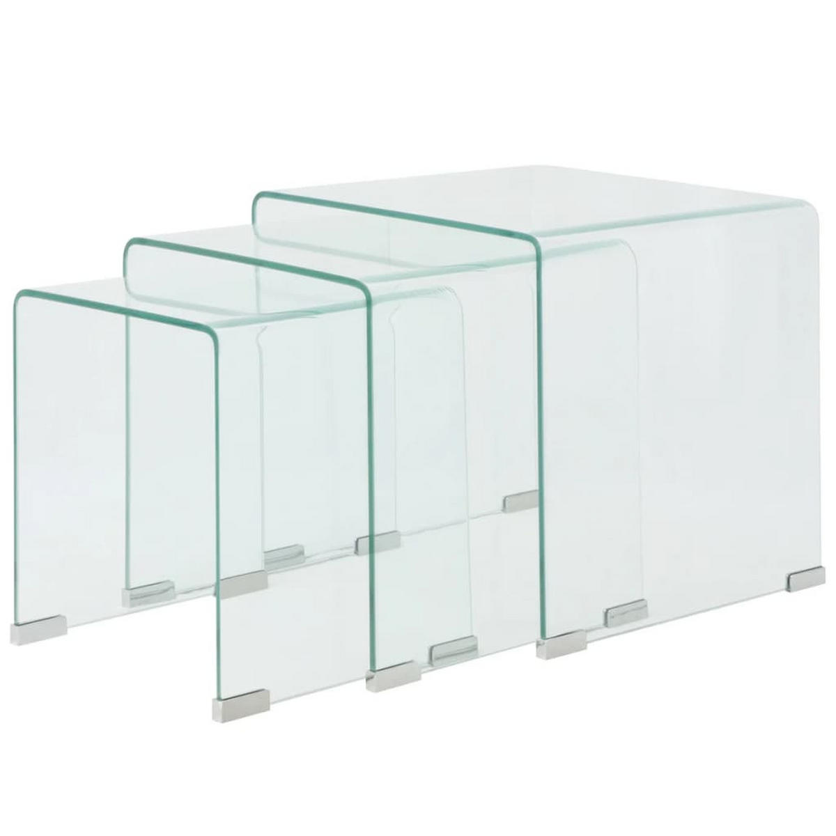 COUCHTISCHSET 30-42/30-42/36-41,5 cm 3-tlg. aus Gehärtetem Glas Transparent U-Form - Transparent, Glas (42/42/41.5cm) - vidaXL