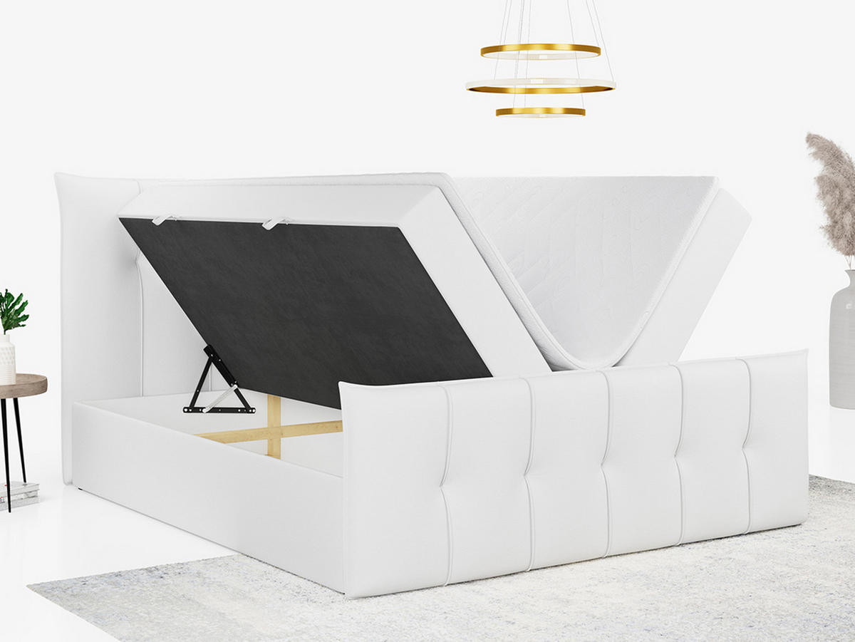 BOXBETT PREMIUM 11 140/200 Weiß Kunstleder - H4 - Weiß, Holz/Textil (140/200cm) - MKS