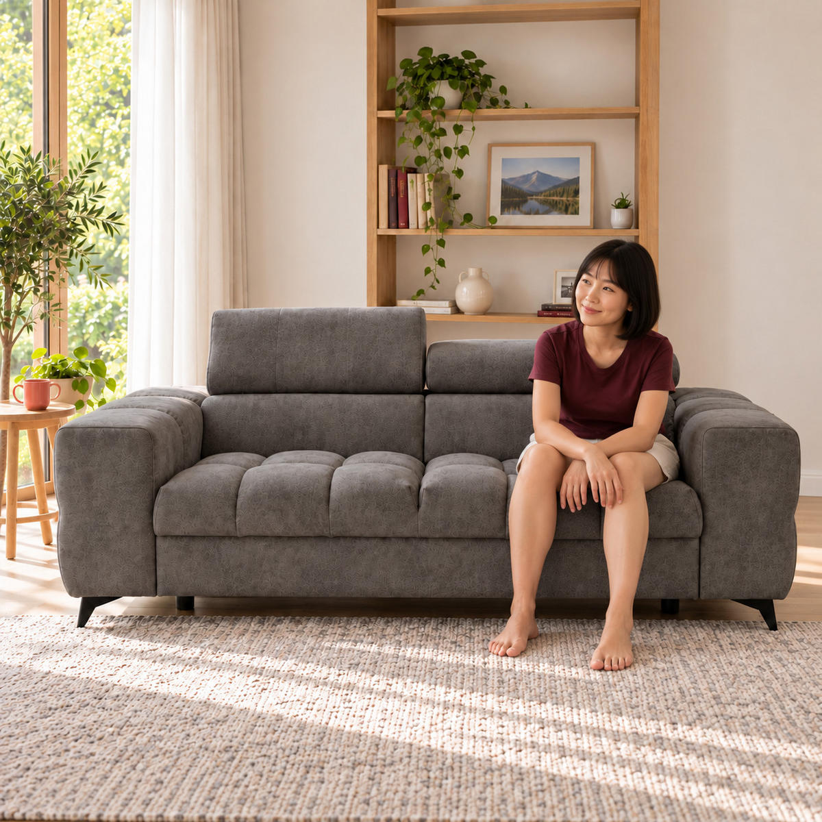 2-SITZER Sofa PUDDING 209 cm Velours Braun - Schwarz/Braun, Holz/Textil (209/93/100cm) - Muffo