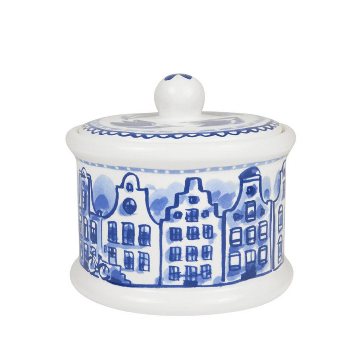 VORRATSDOSE Kanalhäuser in Blau - 12,5cm - Multicolor, Keramik (14/13/14.3cm) - Blond Amsterdam