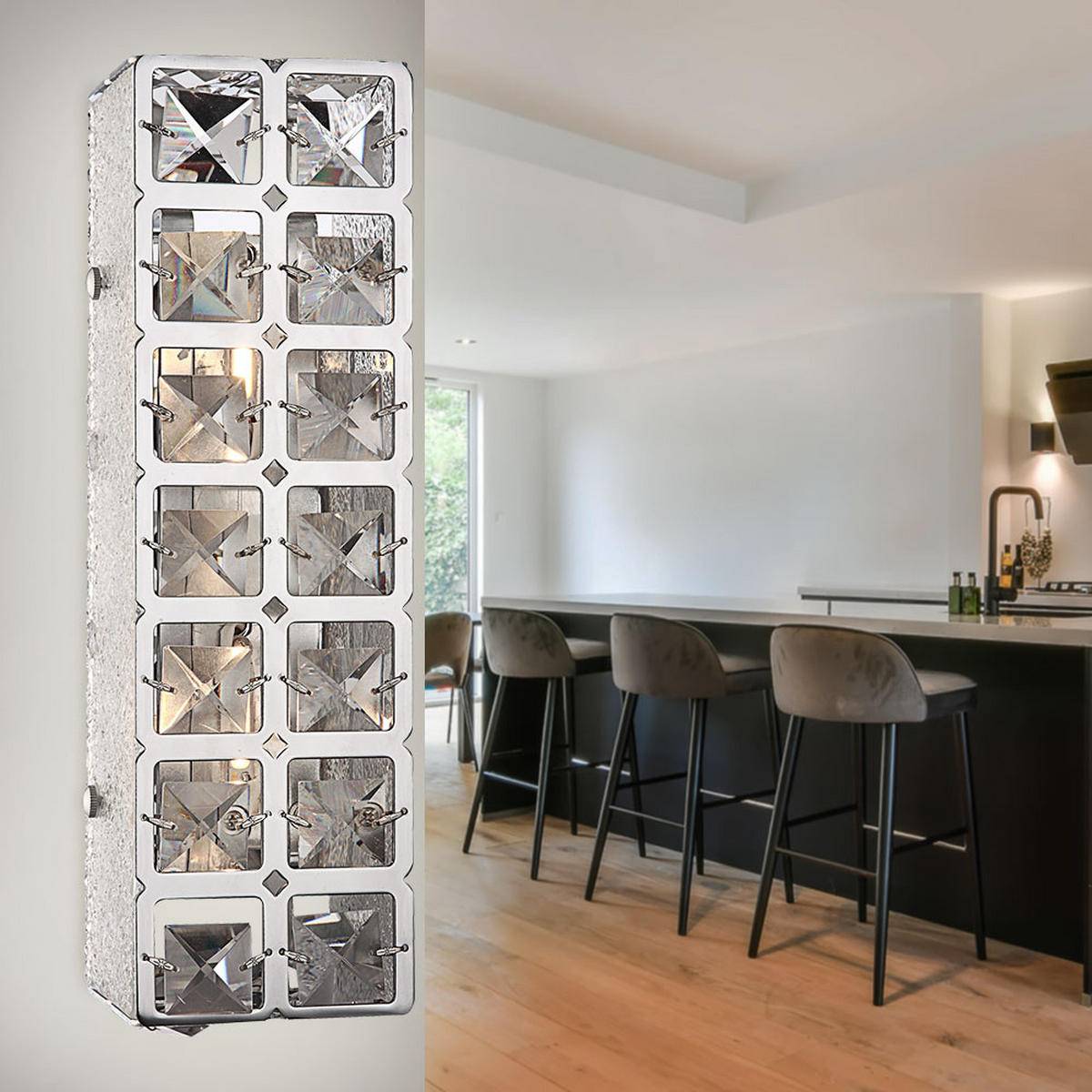 LED WANDLEUCHTE IONA Chrom Silber 2er Set - Silberfarben, Metall (9/9/29cm) - Globo Lighting