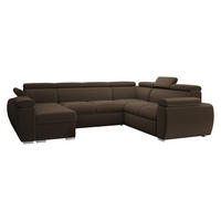 WOHNLANDSCHAFT Boston U, Seite: Links - LC+2P+R+2R - Chromfarben/Braun, Holz/Textil (325/98/260cm) - MIRJAN24