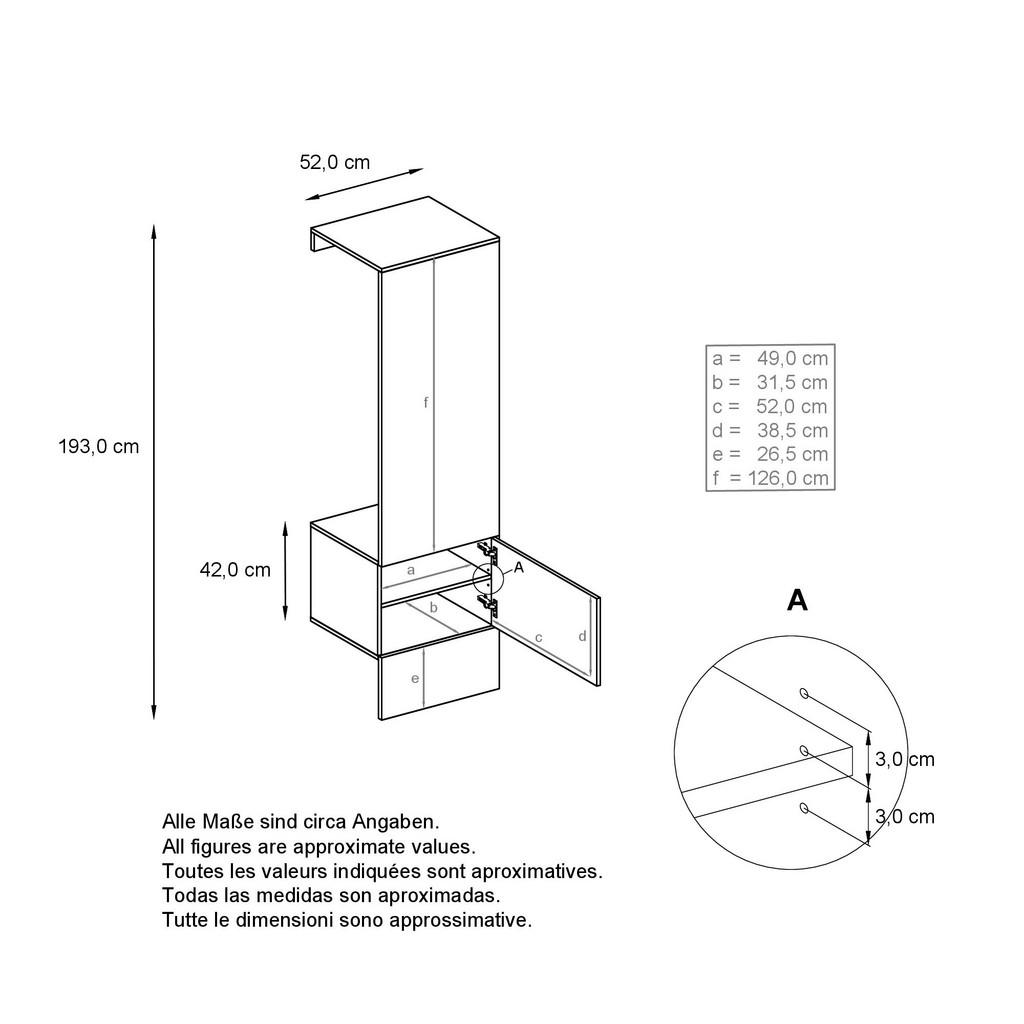 Thumbnail - Vladon Garderobe, Bordeaux, Holzwerkstoff, 52x193x35 cm, Garderobe, Garderoben-Sets & Serien, Garderoben-Sets