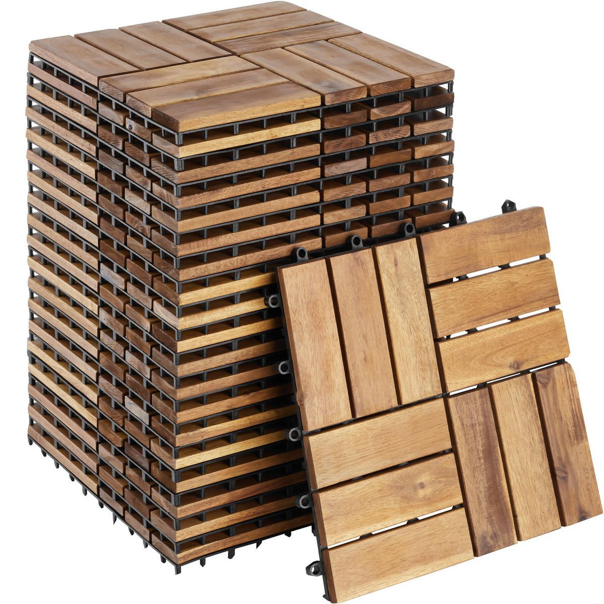 TERRASSENFLIESEN Tabula,31 x 31 x 2,2 cm,braun - Braun, Holz (31/31/2.2cm) - tectake