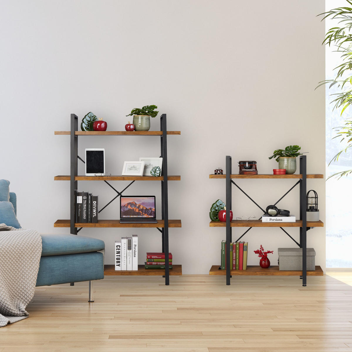 BÜCHERREGAL - Braun, Holzwerkstoff/Metall (105/140/33.5cm) - Relaxdays