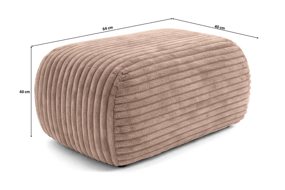 HOCKER Sitzpouf Für Wohnzimmer, Cordstoff Tilia, Braun, BIS - Braun, Holz (64/40/40cm) - Kaiser Möbel
