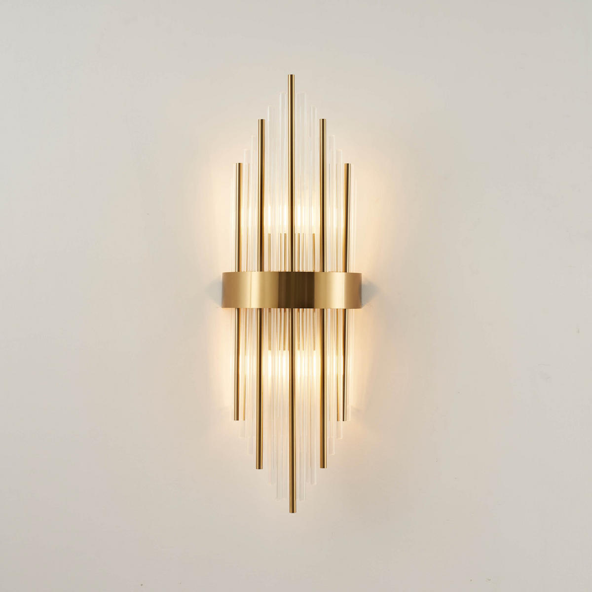 WANDLEUCHTE Dania, Transparent und goldfarben, 60cm - Transparent, Glas (20/60/20cm) - KOSILUM