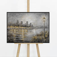 GEMÄLDE Abendliche Küste Schattenfugenrahmen Schwarz 70x50 cm - Schwarz, Holz (70/50cm) - YS-art gallery