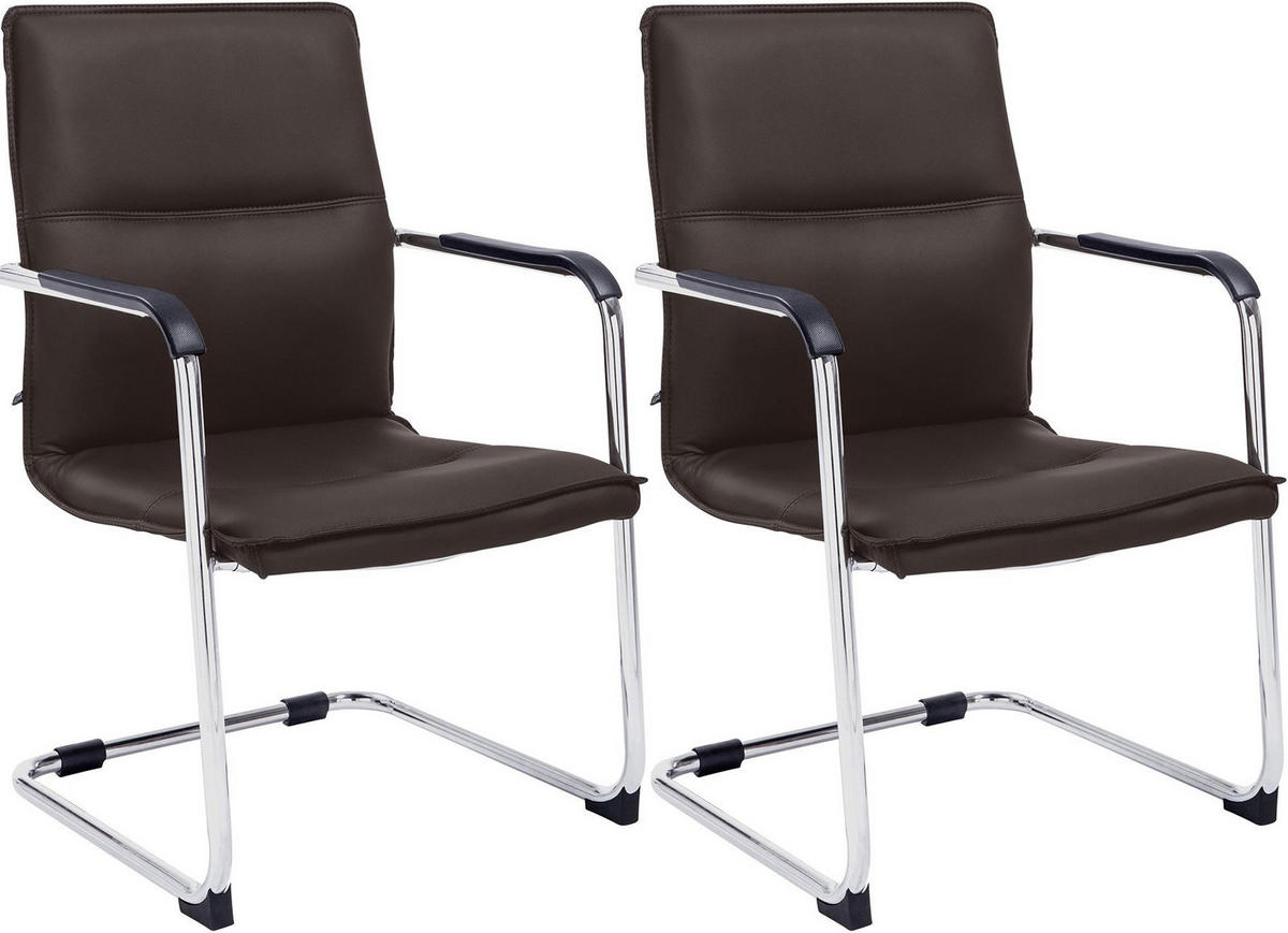 SCHWINGSTUHL 2er Set Lederlook Braun - Braun, Textil/Metall (57/92/59cm) - CLP