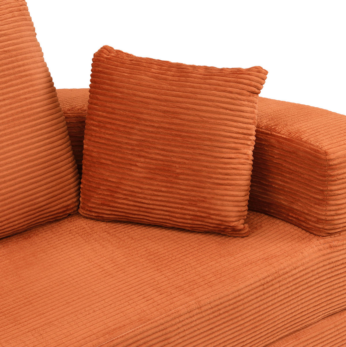 SCHLAFSOFA 2-in-1 173x176 cm Cord Orange mit 3 Kissen - Orange, Kunststoff (176/40/173cm) - Meubliv