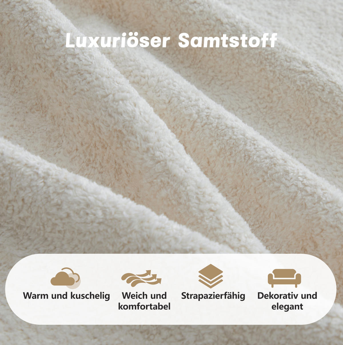 SOFA 288/98/70 cm in Beige aus Samt, modular und rahmenlos - Beige, Textil (98/70/288cm) - Flora Grace