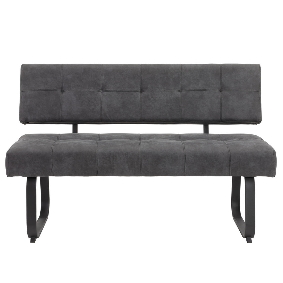 POLSTERBANK - Microfaser / Stahl - Anthrazit / Schwarz - Grau, Textil/Metall (140/90/64cm) - home24