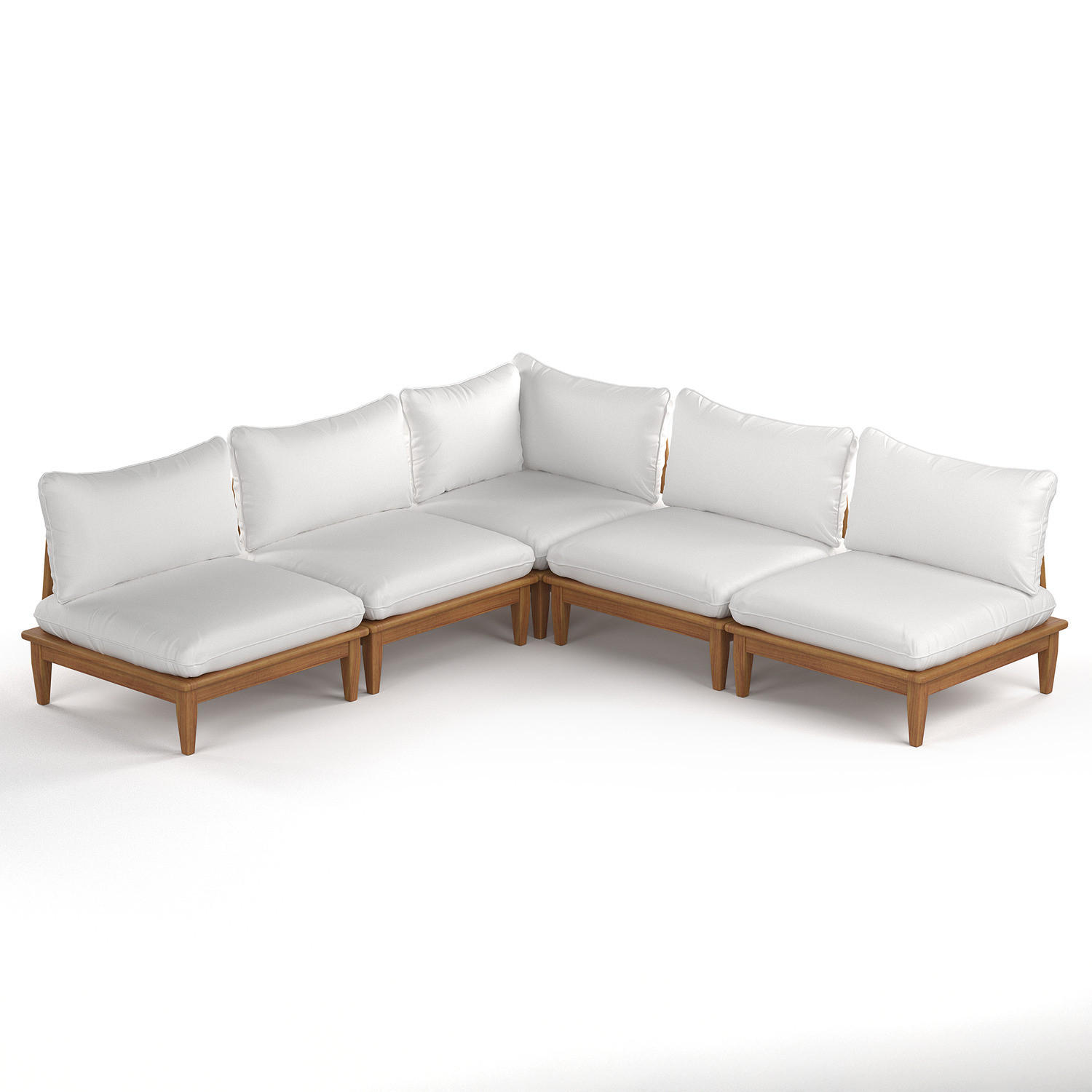 LOUNGEGRUPPE - 5-teilig - Akazie massiv / Webstoff - Akazie Braun / Creme - Creme/Akaziefarben, Holz/Textil - home24