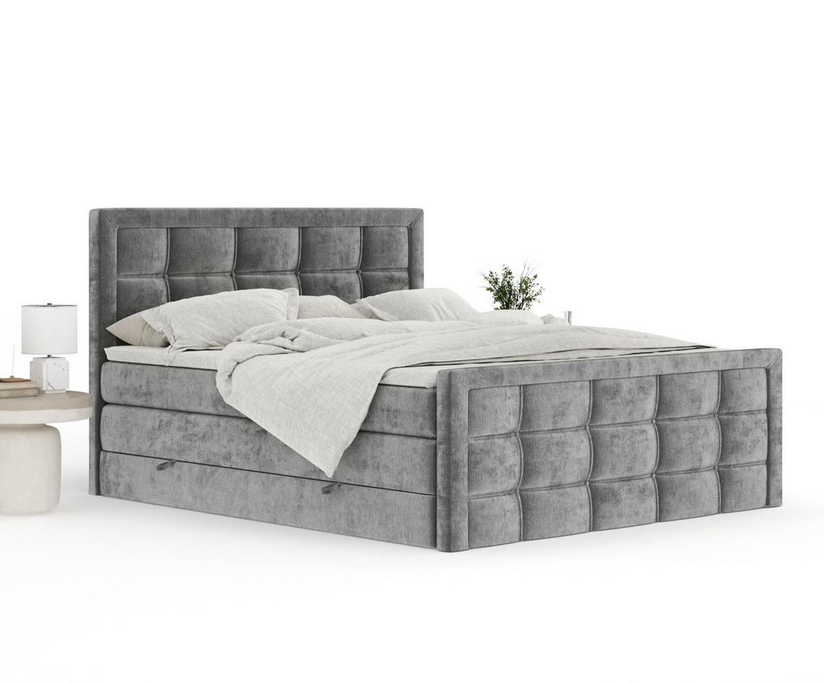 BOXSPRINGBETT Ambrosia Grau 140/200 cm - Schwarz/Grau, Holz/Holzwerkstoff (140/200cm) - Maison de Reve