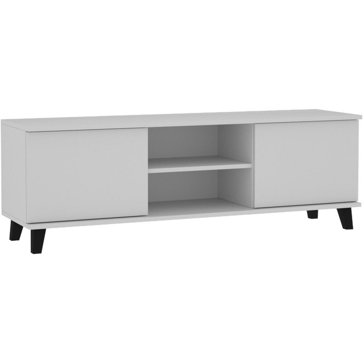 LOWBOARD Home mit 2 Türen, ohne Griffe, Weiß - Schwarz/Weiß, Holzwerkstoff (150/50/40cm) - Beautysofa