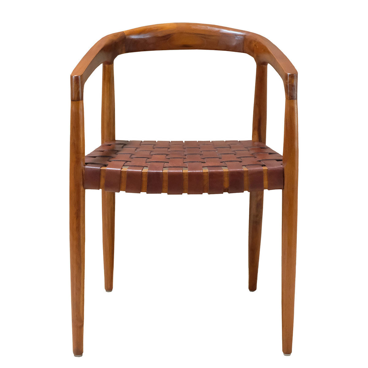 ARMLEHNENSTUHL - Echtleder / Teak massiv - Cognac, Leder (54/80/50cm) - home24