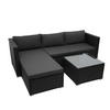 POLY-RATTAN GARNITUR Schwarz, Grau - Schwarz/Grau, Kunststoff - MCW