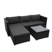 POLY-RATTAN GARNITUR Schwarz, Grau - Schwarz/Grau, Kunststoff - MCW