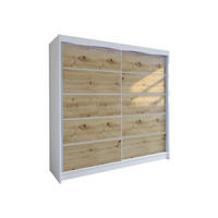 SCHWEBETÜRENSCHRANK Talin IV, mit RGB LED Beleuchtung - Silberfarben/Eiche Artisan, Holzwerkstoff/Metall (180/215/58cm) - MIRJAN24