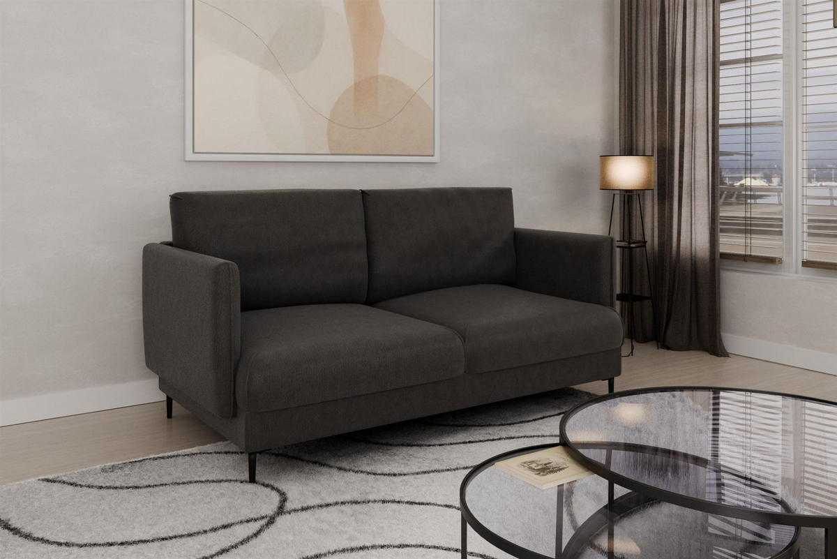 SOFASET Helmer 3-2-1 In Stoff Vibe - Anthrazit, Holzwerkstoff/Textil (226/95/95cm) - Fun Möbel