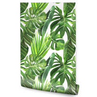 VLIESTAPETE Monstera und Bananenblätter – Grün, Weiß – 50x1000 cm - Weiß/Grün, Papier (50/1000cm) - Muralo