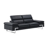 2-SITZER Sofa Opera Echtleder Schwarz - Schwarz, Leder/Metall (195/75/109cm)