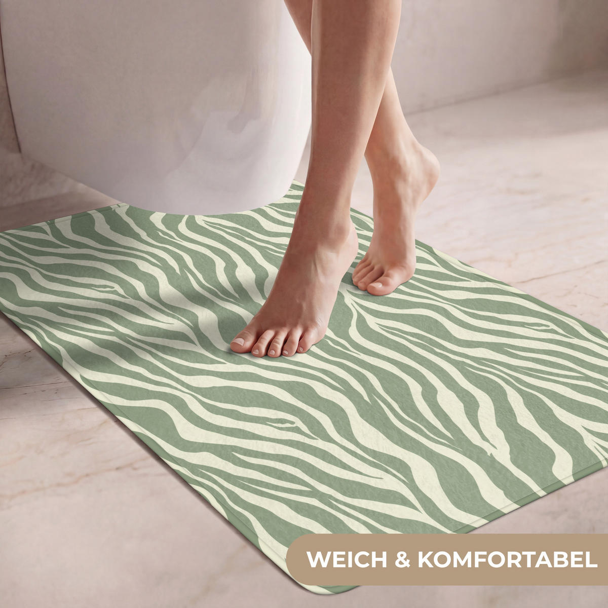 WC PŘEDLOŽKA Zebra - Motiv - zelená 60x90 cm - šalvějově zelená, textil/plast (60/1cm) - OnlyWow