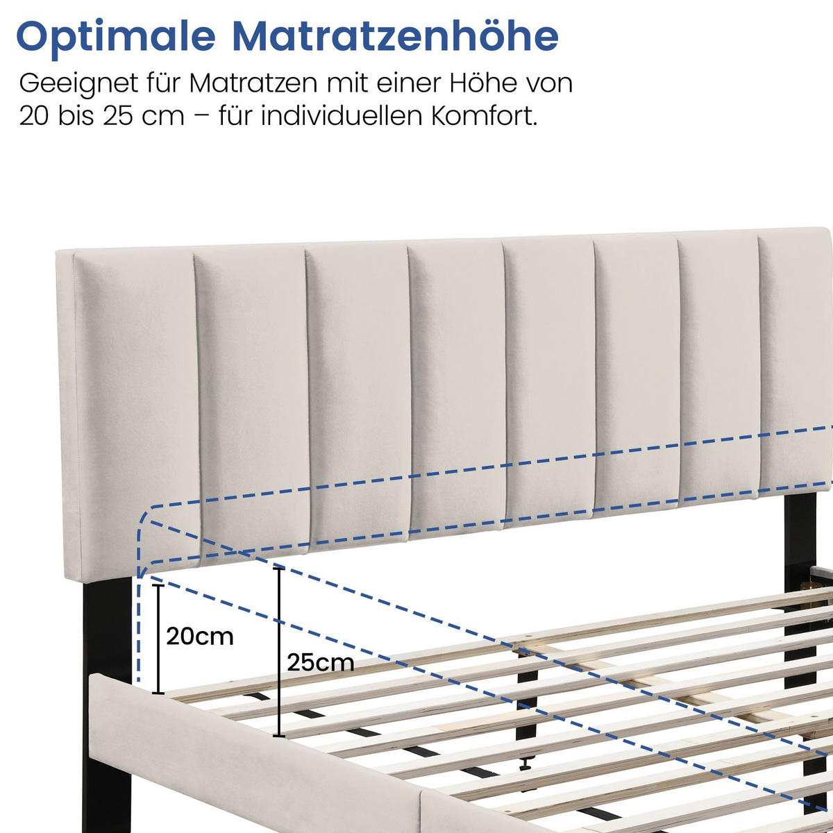 POLSTERBETT mit Lattenrost 140x200 cm Beige - Beige, Textil (140/200cm) - Home Collective