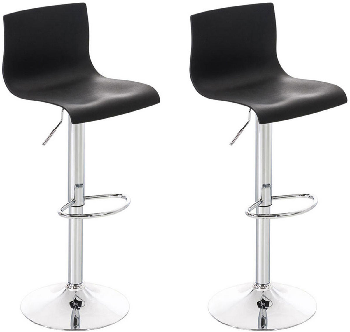 BARHOCKER 2er Set Kunststoff schwarz - Chromfarben/Schwarz, Kunststoff/Metall (39/84/36cm) - CLP