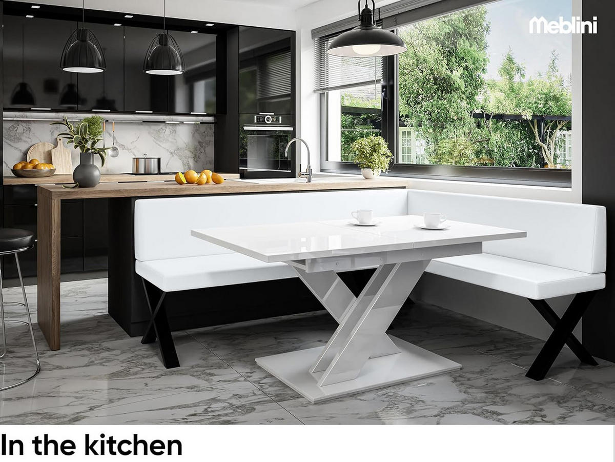 ECKBANK TONI_X - Weiß, Leder (142/196cm) - Meblini