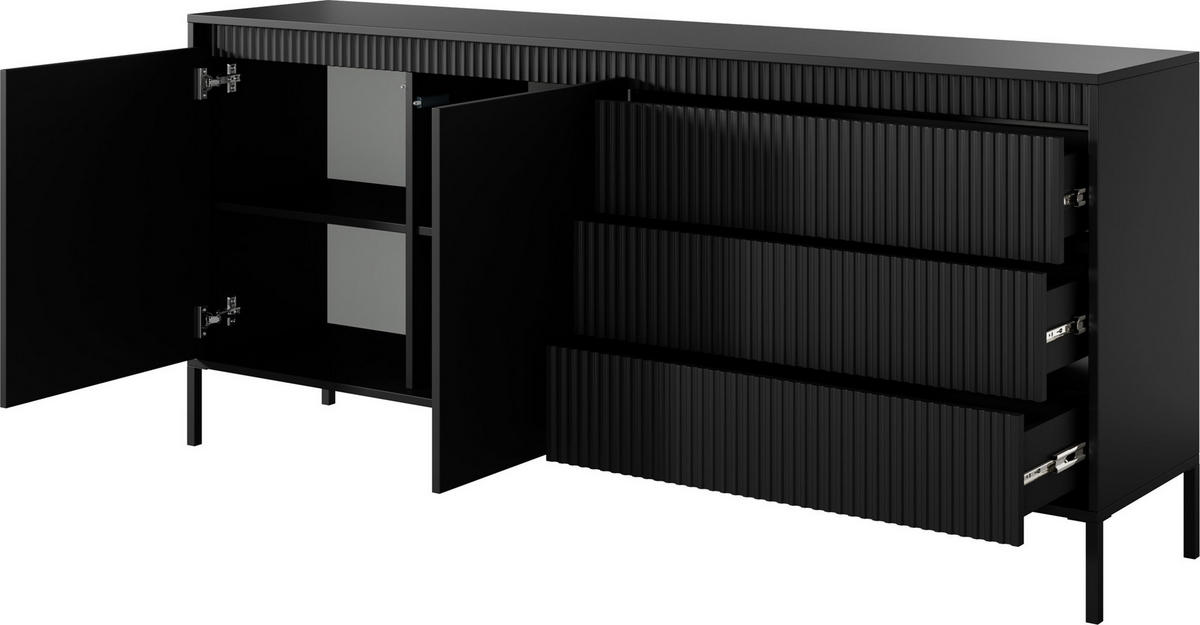 SIDEBOARD Cindy in Schwarz 187/81/40 cm - Schwarz, Holzwerkstoff/Metall (187.1/81.4/39.5cm) - WFL GROUP