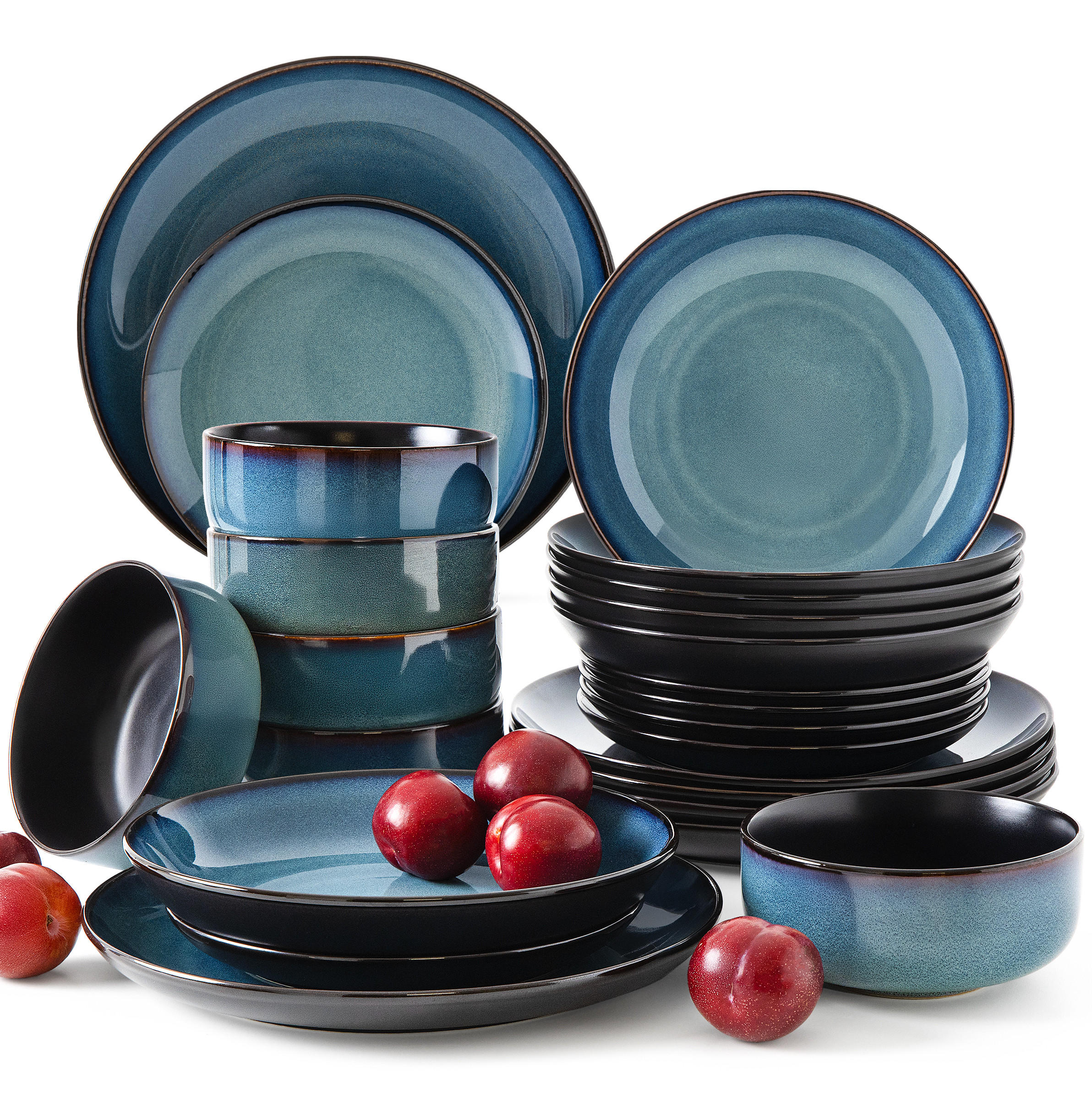 TAFELSERVICE 6 Personen BALI 24-tlg - Blau, Keramik (27/2/27cm) - Ritzenhoff Breker