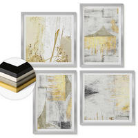 WANDBILDER 4er Set - 50x50 cm & 40x60 cm Silberner Rahmen - Abstrakte minimalistische Muster - Silberfarben, Kunststoff (50/50cm) - ArtPrintCave