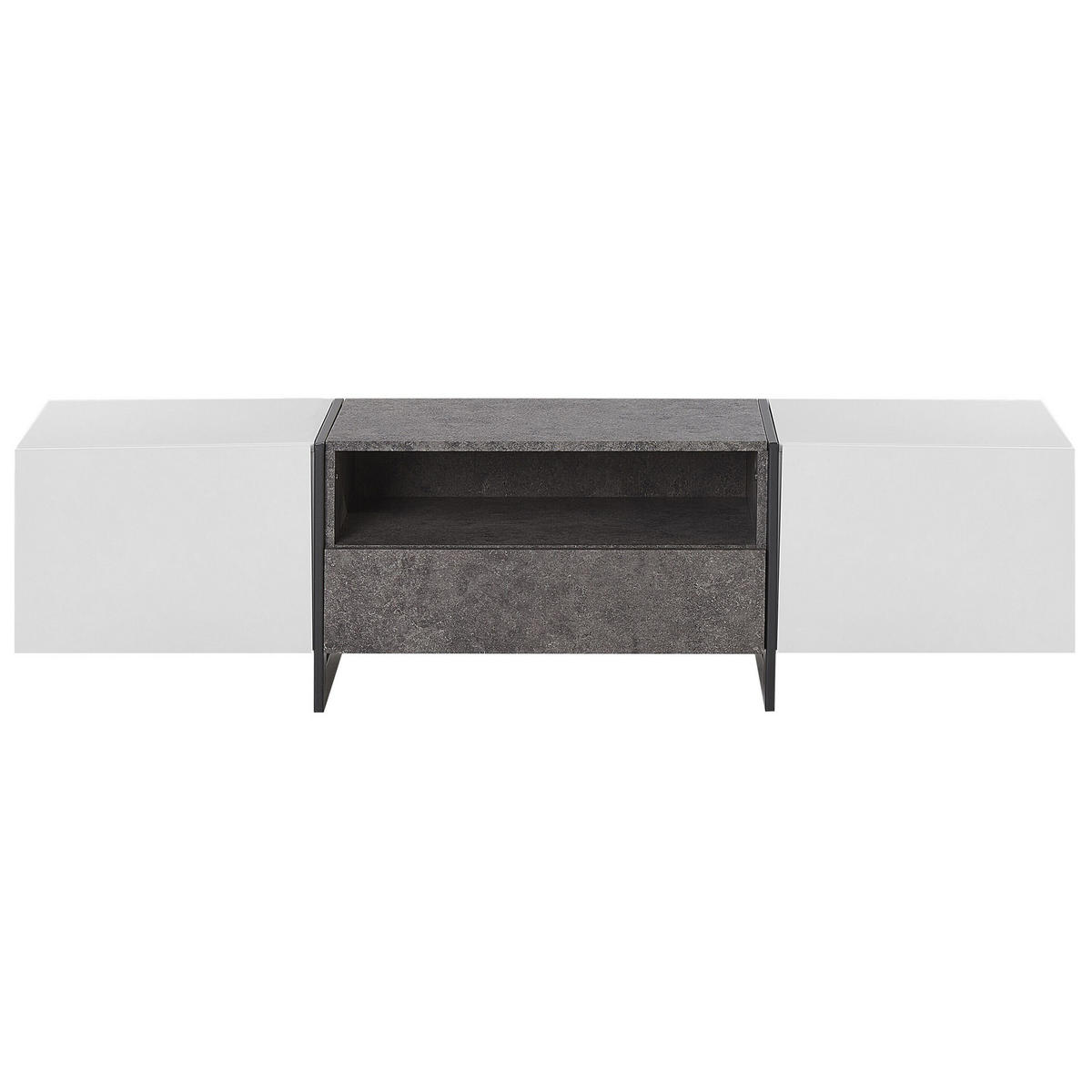 TV-BÄNK grå/vit/svart Russel - Vit/Svart, Träbaserade material (162/43/39cm) - Beliani