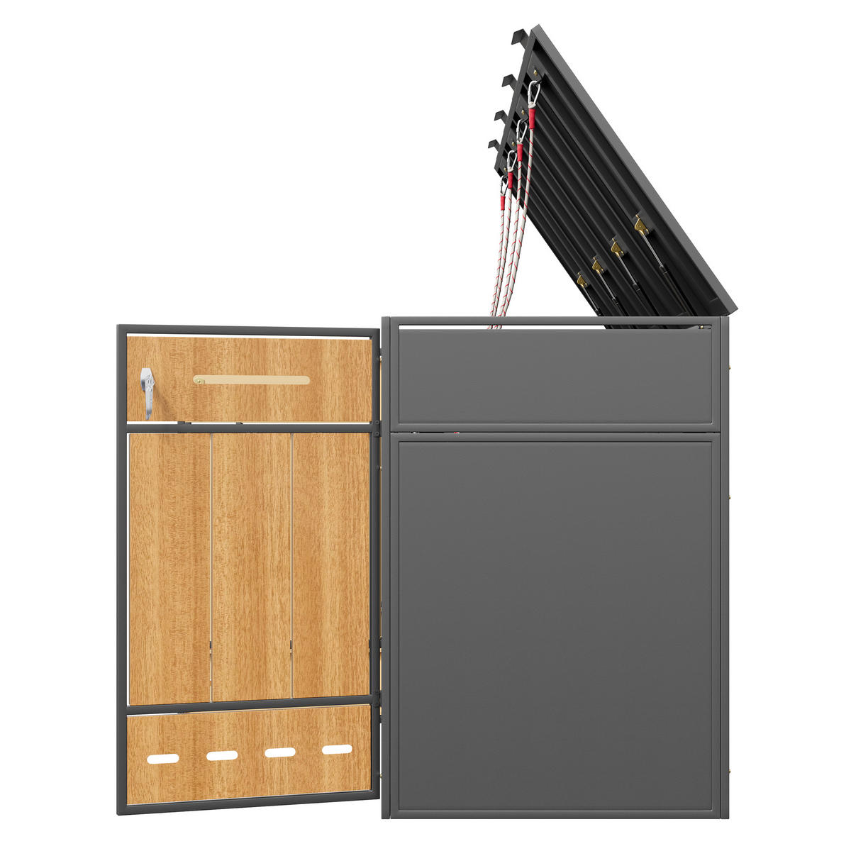 MÜLLTONNENBOX 4er abschließbar 120-240L Lüftung 2 Türen - Multicolor, Metall (169/249/264cm) - FLIEKS