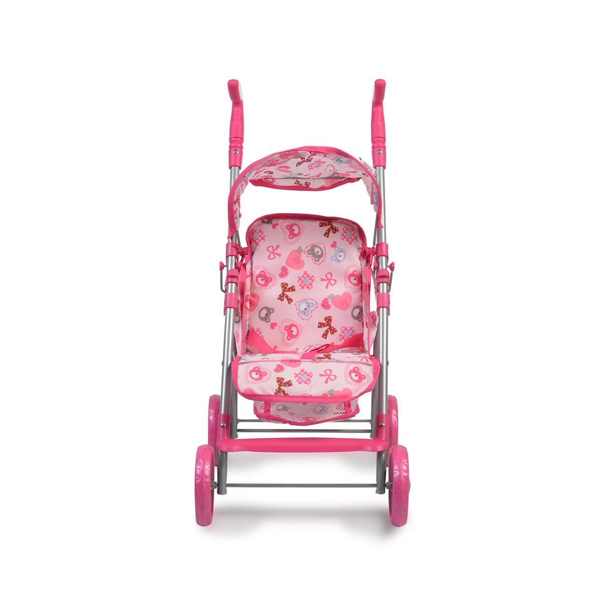 PUPPENWAGEN Flower Garden pink Rückenlehne, Griffe verstellbar, klappbar, Korb, 100% Polyester - Rosa, Metall (34.5/65/54cm) - Moni