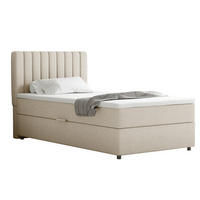 BOXBETT Everest 100 x 200 cm Einzelbett mit hochwertiger Bonell-Matratze und Topper - Beige, Holz (100/200cm) - Panda Möbel