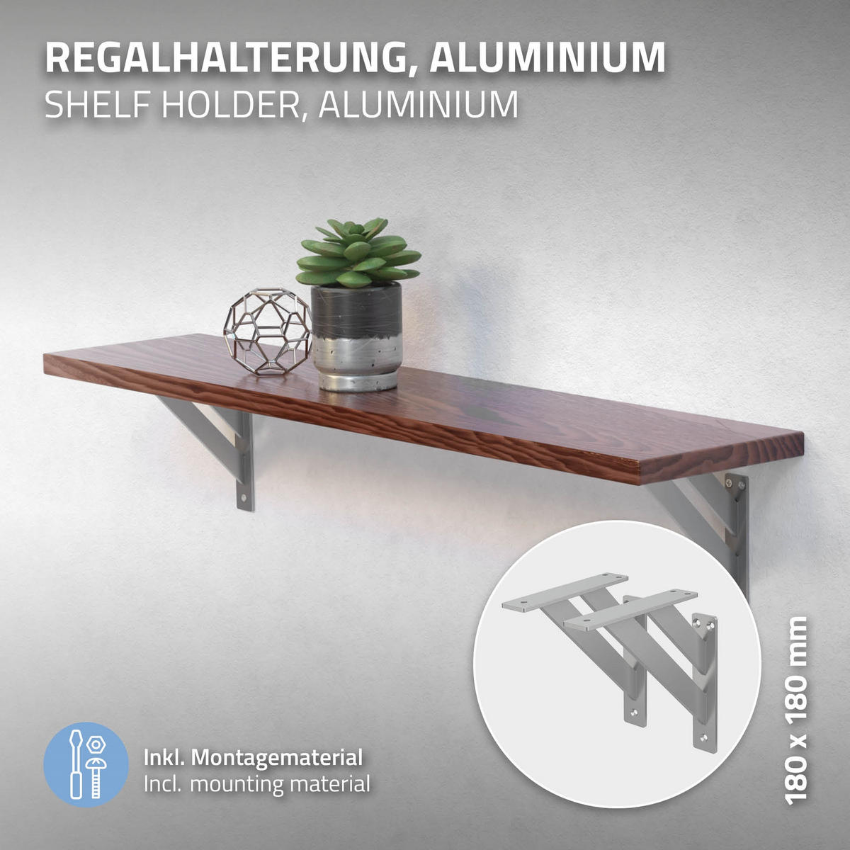REGALTRÄGER 2er Set - Silberfarben, Metall (18/3/18cm) - ML-DESIGN