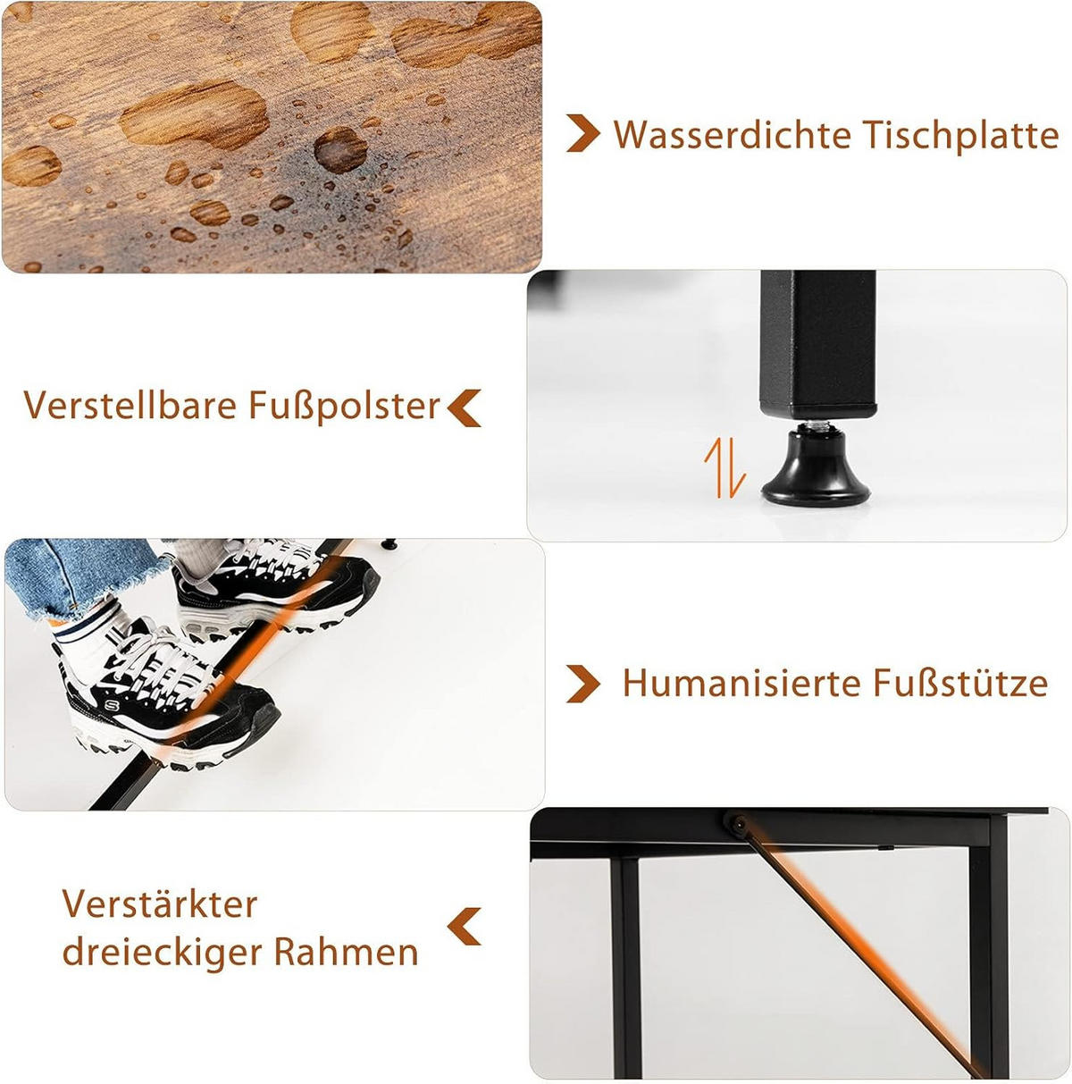 DATORBORD Brunt - Brun, Träbaserade material (138/138/75cm) - COSTWAY