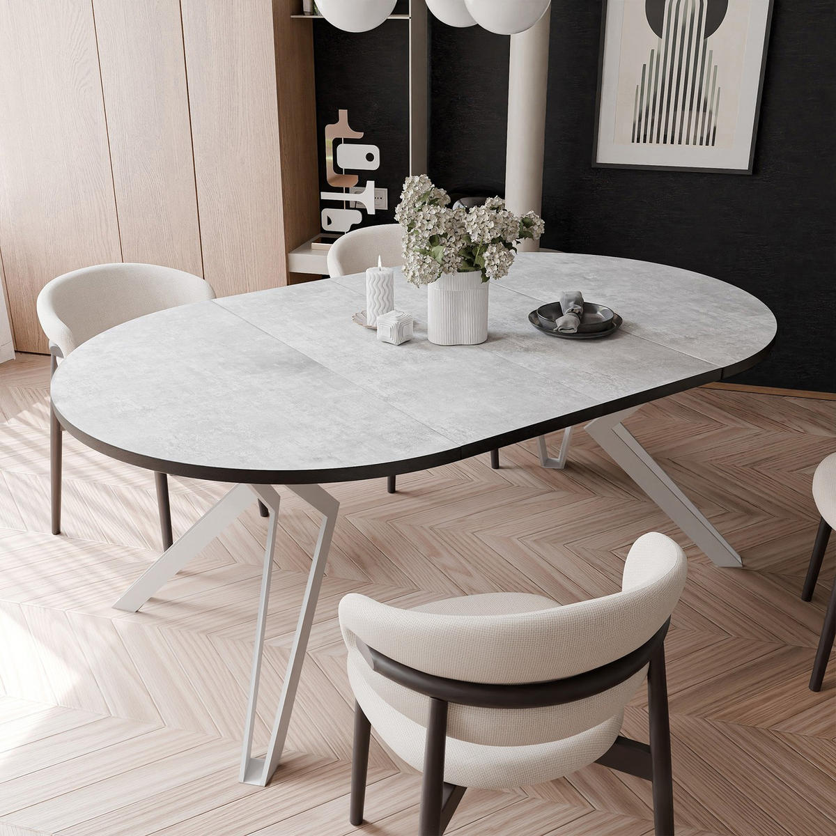 ESSTISCH ausziehbar aus MDF, Grau - Weiß/Grau, Holzwerkstoff (100/100/76cm) - Idohome