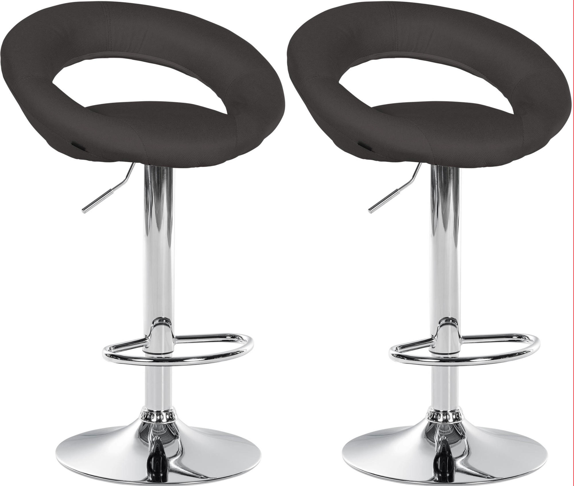 BARHOCKER 2er Set Stoff dunkelgrau - Chromfarben/Dunkelgrau, Textil/Metall (52/77/47cm) - CLP