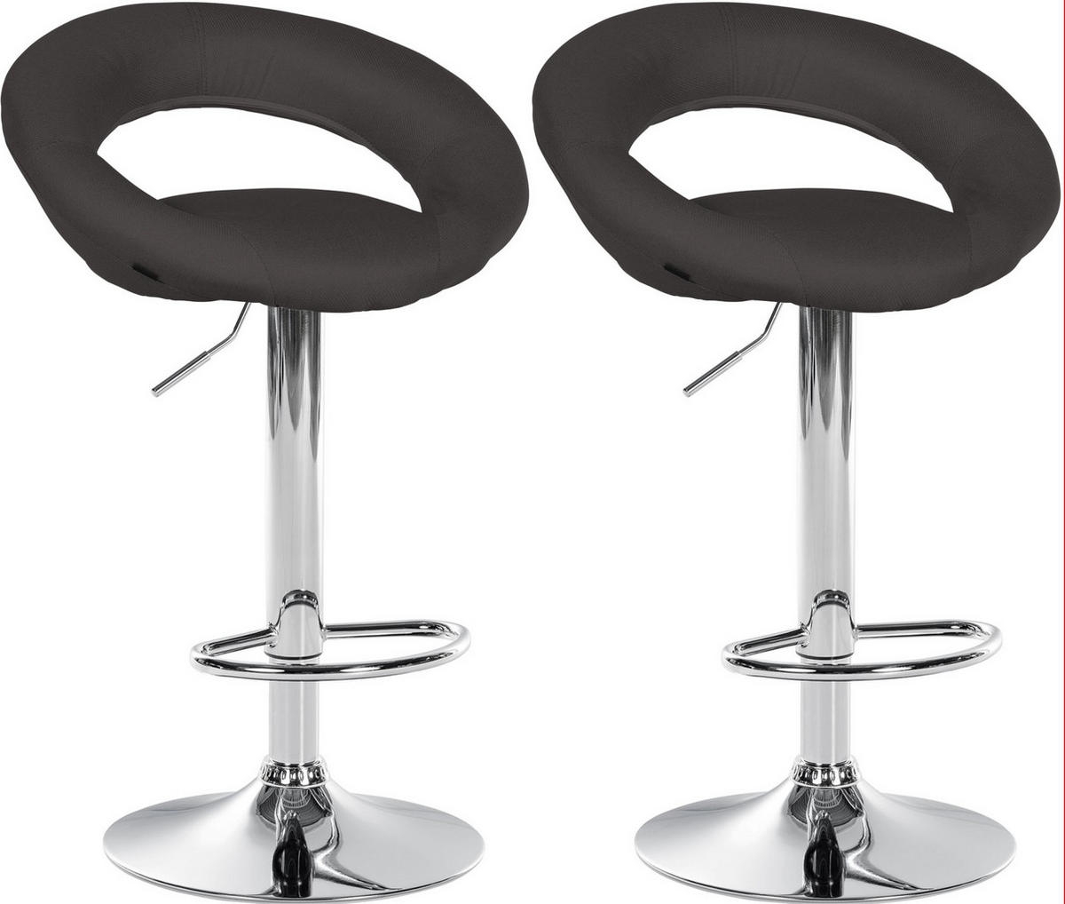 BARHOCKER 2er Set Stoff dunkelgrau - Chromfarben/Dunkelgrau, Textil/Metall (52/77/47cm) - CLP