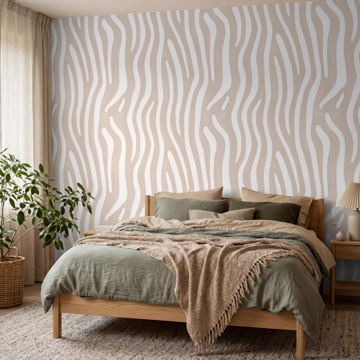 TAPETE - Abstrakt - Zebra - Beige - 350x280 cm - Beige, Papier (350/280cm) - OnlyWow