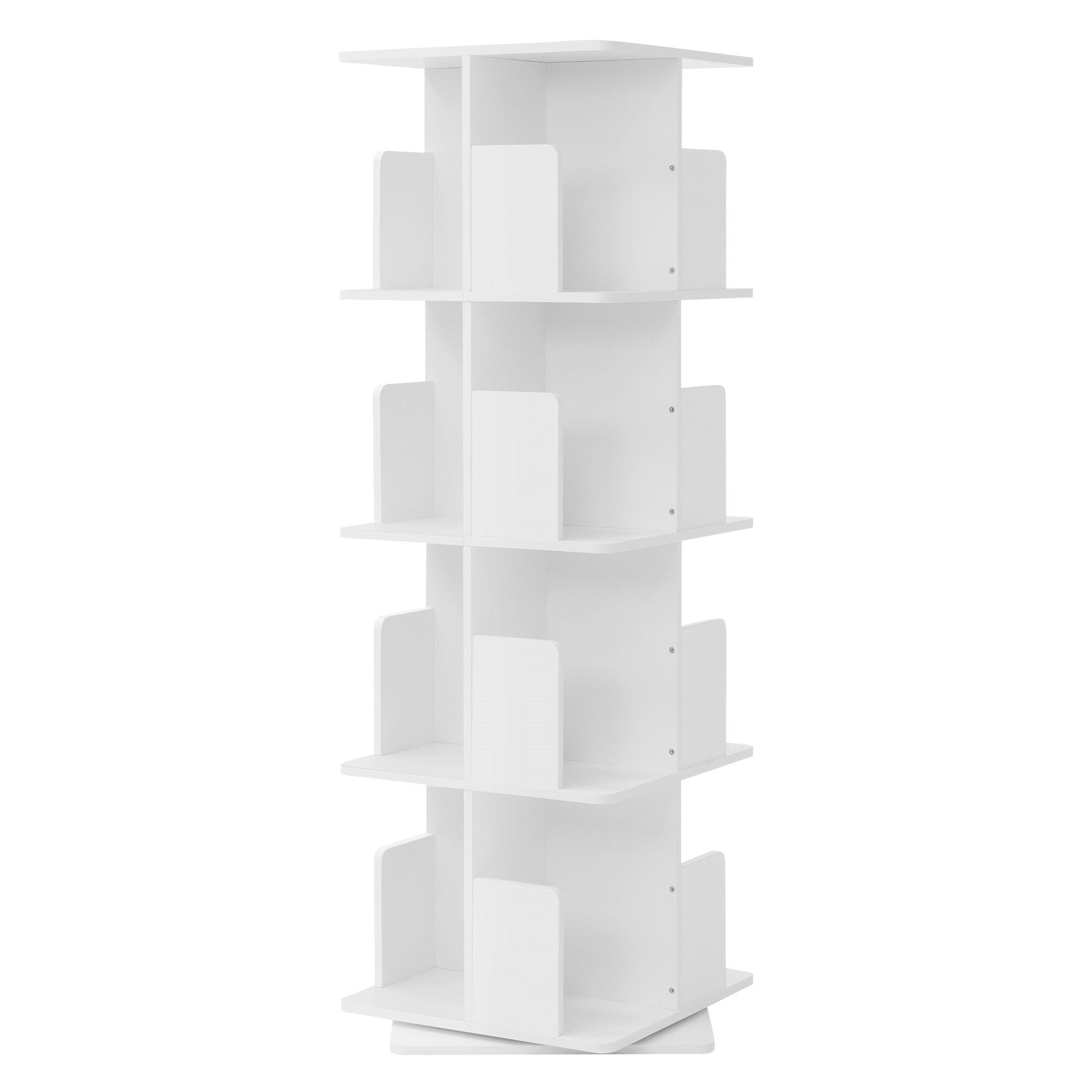 ML-DESIGN DĚTSKÁ KNIHOVNA se 4 policemi, bílá, 40 x 124,5 x 40 cm, otočná o 360 stupňů
