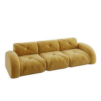 3-SITZER Sofa 281×95×76 cm Chenille rahmenlos modular, gelb - Gelb, Textil (95/76/281cm)