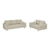 SITZGARNITUR 3+2 Alma Beige Cord - Beige/Braun, Holz/Textil (210/81/93cm) - S-Style Möbel