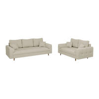 SITZGARNITUR 3+2 Alma Beige Cord - Beige/Braun, Holz/Textil (210/81/93cm) - S-Style Möbel