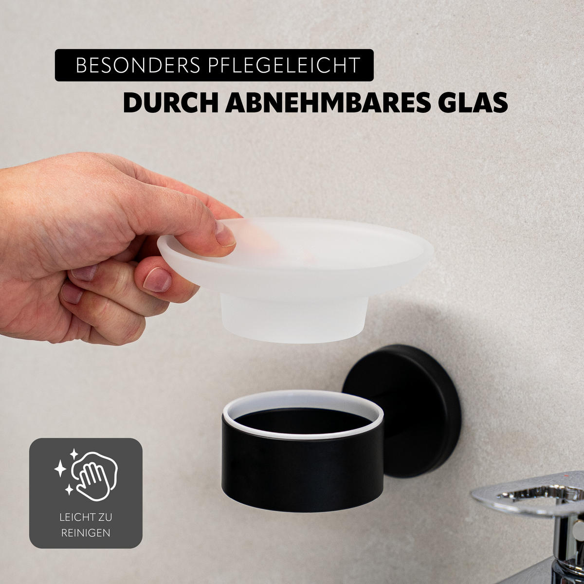 SEIFENSCHALE PIAZZA BLACK, Glas und Edelstahl, schwarz - Schwarz, Metall (11/6.5/13cm) - bremermann