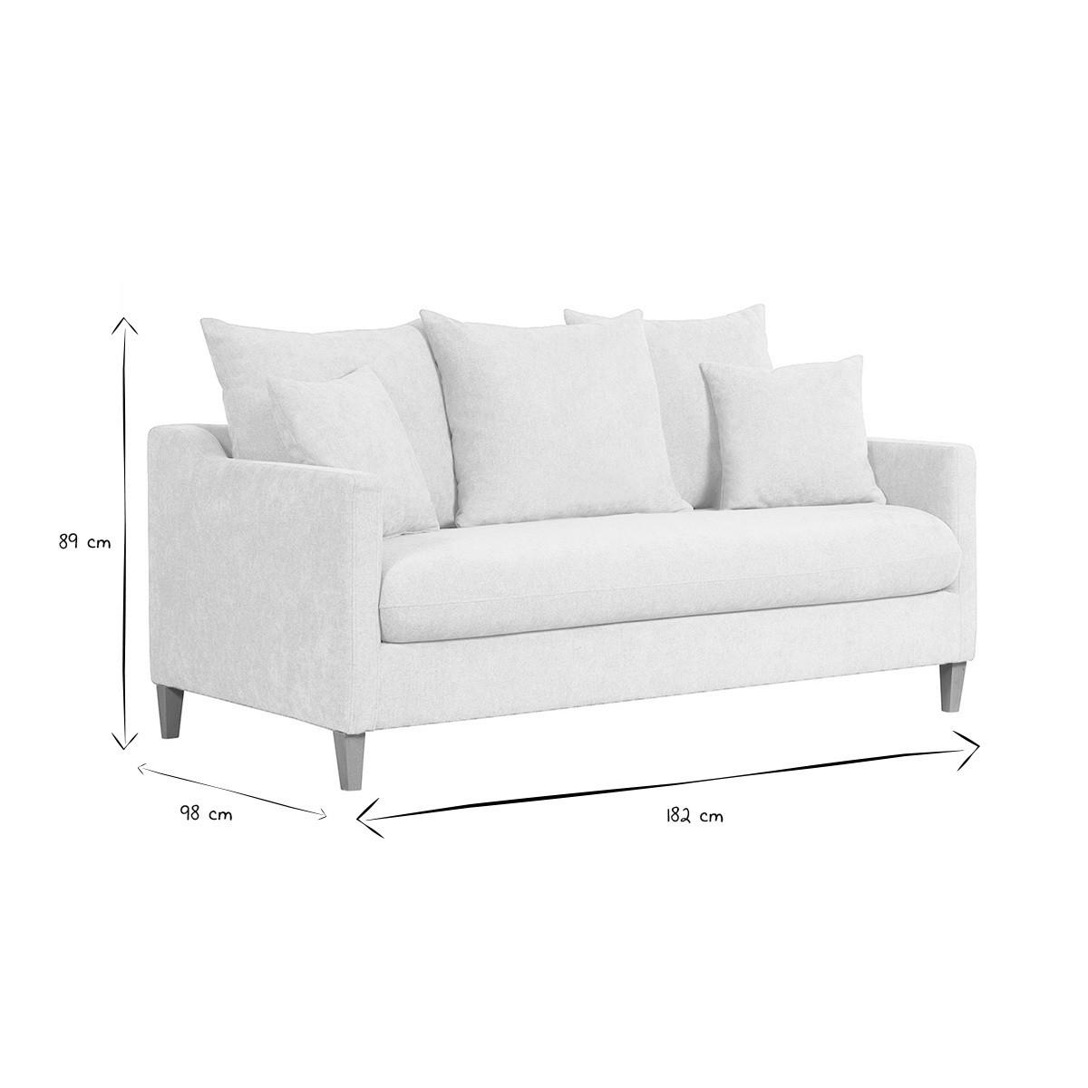 SCHLAFSOFA Beiger Stoff Samteffekt Helles Holz 3-Sitzer LOUISE - Beige, Textil (98/89/182cm) - Miliboo