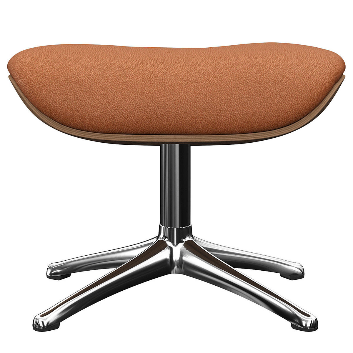 POLSTERHOCKER - Echtleder - Kastanienfarben/Chromfarben, Leder/Metall (49/39/44cm) - home24